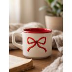 Palto Tasarım Kırmızı Kurdele Beyaz Venüs Kupa - Hediyelik Kupa Fincan Mug - 195 ml