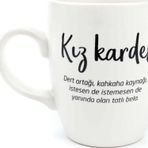 Palto Tasarım Kız Kardeş Krem Oval Kupa - Hediye Seramik Kupa