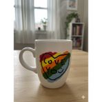 Palto Tasarım Love You Krem Oval Kupa - Hediyelik Kupa Fincan Mug - 1 Adet