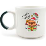Palto Tasarım Mutlu Yıllar Minik Ayıcık D Kulp Kupa -Yılbaşı Temalı Kupa - Beyaz - 195 ml