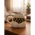 Palto Tasarım Ördek Desen Bikinili El Yapımı Beyaz Parlak Popo Kupa - El Işçiliği Hediyelik Kupa Bardak Mug - 1 Adet - 200 ml