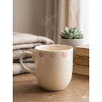 Palto Tasarım Pembe Kalpler Krem Juno Kupa -Hediyelik Kupa Fincan Mug - 1 Adet - 350 ml