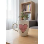 Palto Tasarım Safe Love Krem Oval Kupa - Hediyelik Kupa Fincan Mug - 1 Adet