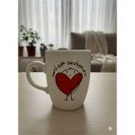 Palto Tasarım Seni Çok Seviyorum Krem Oval Kupa - Hediyelik Kupa Fincan Mug - 1 Adet