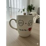 Palto Tasarım You & Me Krem Oval Kupa - Hediyelik Kupa Fincan Mug - 1 Adet