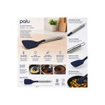 PALU GASTRO Silikon ve Paslanmaz Çelik Servis Spatulası, Lacivert, 34 cm