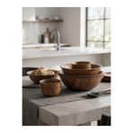 PALU GASTRO Trend 10'' Yuvarlak Servis Kasesi, Paslanmaz Çelik, Ahşap Görünümlü, 25,5x25,5x7 cm, Salata ve Meze Sunumu için