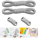 palwin Takbırak Yeni Nesil Pratik Bağcık Elastic Shoelace Klipsli Lastikli Bot, Çocuk, Ayakkabı Bağcığı - Gri