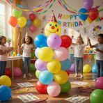 Palyaço Balon Seti 30'lu Balon + Aksesuar Sticker Doğum Günü Parti Süsleme Seti