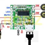 Pam8403 Mini Ses Yukseltici Class D 2X3w Amfi Karti Micro Usb Beslemeli Stereo Dijital Amfilikator