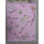 Pambiq Bebe Pazen Pembe Kuzu Motifli Ponponlu Bebek Battaniyesi 110X105CM - 110 x 105 cm