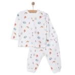 Pambuliq Erkek Bebek Pijama Takımı Soyut Baskılı Bisiklet Yaka Uzun Kol Reçme - Koyu Turuncu