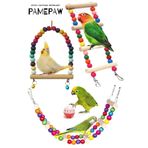 PAMEPAW Kuş Eğlence Parkuru Merdivenli Zeka Oyunlu & Salıncaklı Ve Kuş Oyun Topu Seti , 4'lü Set