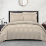 Pamposh Saten Çizgili Nevresim Takımları - Premium Otel Kalitesinde Yorgan Kılıfı Yatak Takımları - Hipoalerjenik Ultra Yumuşak Mikrofiber Nevresim Takımı (Duba, Çift Kişilik (200 x 200 cm))