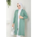 Pamuk Butik Kadın Cepli Salaş Hırka Mint Yeşili