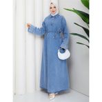 Pamuk Butik Kadın Reglan Kol Salaş Rahat Kesim Yandan Cepli Kot Elbise -PMK523 - Mavi - 46 - 48