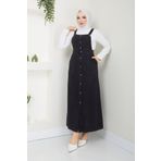 Pamuk Butik Kadın Siyah Elbise Kot Salopet