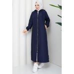 Pamuk Butik Kadın Soğan Desenli Tünel Geçişli Tam Boy Kapitone Mont -PMK506 - Lacivert - 48