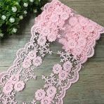 Pamuk Çiçek Tül Dantel Kenar Süs Kurdele 12 cm Geniş Vintage Stil 9 Renkli Kenar Süslemeler Kumaş İşlemeli Aplike Dikiş El İşi Düğün Gelin Elbisesi Giysiler Parti Ev Kendin Yap (Koyu Pembe, 5 yard)