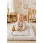 PAMUK HANIM %100 PAMUK Bebek Oyun Minderi, Çift Taraflı Yıkanabilir Elyaf Dolgulu 75x95 Cm SARI ÇİÇEK DESEN (OEKO-TEX SERTİFİKALI)