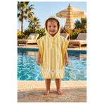 PAMUK HANIM Outlet %100 Pamuk Kız-Erkek Çocuk Deniz, Plaj, Havuz, Banyo Havlu Panço SARI/ÇİÇEK