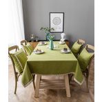 Pamuk Hessian Masa Örtüleri Toz Geçirmez Dikdörtgen Keten Masa Örtüleri Kırışıklık Püskül Masa Örtüsü Mutfak Yemek Piknik Masa Üstü Dekorasyon Yeşil 90 x 130 cm