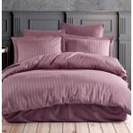 Pamuk Polycotton Saten Çizgili Nevresim Takımı / Çift Kişilik (%100 Pamuk) - Mürdüm - 200 x 240 cm