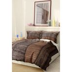 Pamuk Saten Lastikli Çarşaf Deluxe Çift Kişilik 3D Brown Nevresim Takımı - Foster - 220 x 220 cm