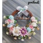Pamuk Şekeri Kapı Süsü 35 cm, Çelenk, Kapı Çelenk, Ev Dekor, Kapı Süsü - Çok Renkli