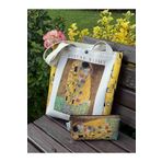 pamukcanta Gustav Klimt Kanvas Bez Çanta& Makyaj Çantası Yıkanabilir Metal Çıtçıtlı Cepli (2'li Set)