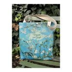 pamukcanta Vincent Van Gogh Badem Çiçeği Kanvas Bez Çanta Yıkanabilir Metal Çıtçıtlı 35x38cm (KÜÇÜK BOY)