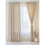 PAMUKIDEA Eteği Fırfırlı %100 Pamuklu Natural Buldan Keten Perde - Tek Kanat - (En x Boy) - Açık Bej - 400 x 200 cm