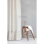 PAMUKIDEA Eteği Fırfırlı Buldan İşi Sade Naturel Keten Doku Pamuklu Keten Fon & Güneşlik Perde - 200 x 150 cm - Bej - Krem