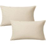 PAMUKIDEA PAMUKİDEA 2 Adetli Set Tüm Ölçülerde - %100 Pamuklu Buldan Işi Keten Yastık Kırlent Kılıfı Kare - Dikdörtgen - 35 x 55 cm - Bej - Krem