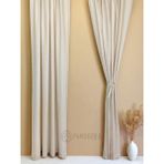 PAMUKIDEA Sade Düz %100 Pamuklu Natural Buldan Keten Perde - Tek Kanat - (En x Boy) - Açık Bej - 250 x 240 cm