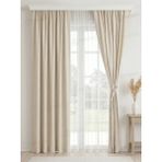 PAMUKIDEA Sade Düz %100 Pamuklu Natural Buldan Keten Perde - Tek Kanat - (En x Boy) - Açık Bej - 400 x 280 cm