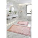 Pamukkent Süper Emici 2'li%100 Pamuk Ultra Lüks Banyo Paspası Seti 60x100 cm ve 50x60 cm (Pembe)