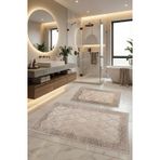 Pamukkent Yumuşacık, Süper Emici 2'li 100% Pamuk Ultra Lüks Banyo Paspası Seti, Cappuccino, 60x100 cm