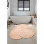 Pamuklu 2'li Klozet Takımı Banyo Paspası Oval, Pudra, 50 x 60