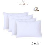 Pamuklu 4’lü 50X70 Beyaz Yastık Kılıfı Iç Astar, Fermuarlı Set - Ahşap - Beyaz