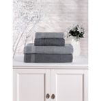 Pamuklu 4'lü Banyo Havlu Seti Hamam Takımı Seti Günlük Çeyizlik Banyo Havlusu - 70 x 140 cm - Antrasit