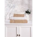Pamuklu 4'lü Banyo Havlu Seti Hamam Takımı Seti Günlük Çeyizlik Banyo Havlusu - 70 x 140 cm - Kahve