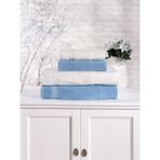 Pamuklu 4'lü Banyo Havlu Seti Hamam Takımı Seti Günlük Çeyizlik Banyo Havlusu - 70 x 140 cm - Mavi