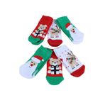 Pamuklu 6'lı Yılbaşı Noel Baba Kışlık Havlu Yenidoğan Bebek Çorap 0-6 ay