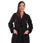 Pamuklu Baskılı Uzun Kadın Sabahlık siyah 2XL