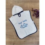 Pamuklu & Başlıklı Bebek Banyo Havlusu - Yumuşak & Su Emici Nakışlı Bebek Havlusu - Ekru - 1 - 3 Yaş