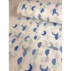 Pamuklu Bebek ve Çocuk Lastikli Çarşaf Mavi Tatlı Bulutlar 90X130 - 90 x 130 cm - Renkli