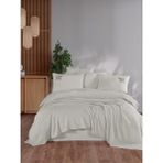 Pamuklu Beğenal Premium Çift Kişilik Nakışlı Pike Takımı - Taş - 240 X 260 cm