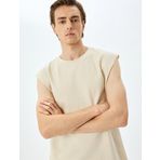 Pamuklu Bisiklet Yaka Oversize Kolsuz Tişört