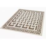 Pamuklu Bukle Lüks Kilim (140X200)-Labirent Kreme Kahve